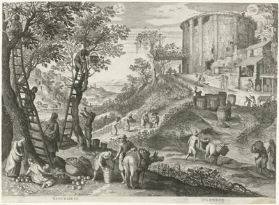 eylül ve ekim Altı İtalyan manzarasında on iki ay (dizi başlığı) by Egidius  Sadeler (II)