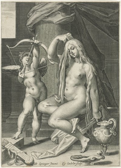 Venüs saçını tarar by Egidius  Sadeler (II)