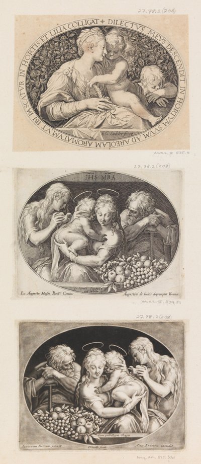 Aziz John ile Madonna ve Çocuk. by Aegidius Sadeler II