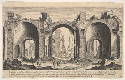 Levha 19: A harfi ile yerleri gösteren Caracalla Hamamlarının görünümü, ..., 1606. by Aegidius Sadeler II