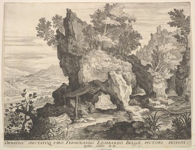 St. Jerome ile kayalık manzara. by Aegidius Sadeler II