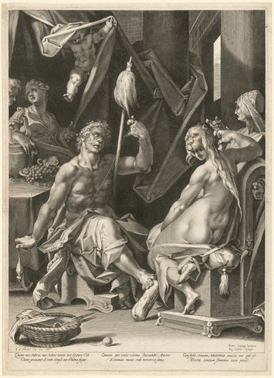Herkül ve Omphale by Aegidius Sadeler II, after Bartholomaeus Spranger