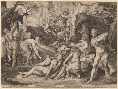 Diana, Actaeon'a Şaşırdı by Aegidius Sadeler II after Joseph Heintz the Elder