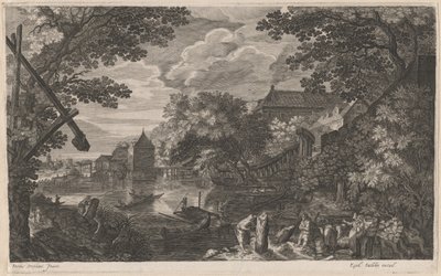 Müstahkem Kasabanın Yanındaki Balıkçılarla Nehir Manzarası by Aegidius Sadeler II after Pieter Stevens