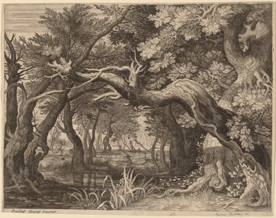 Havuzun Yanında Geyik Avı by Aegidius Sadeler II after Roelandt Savery