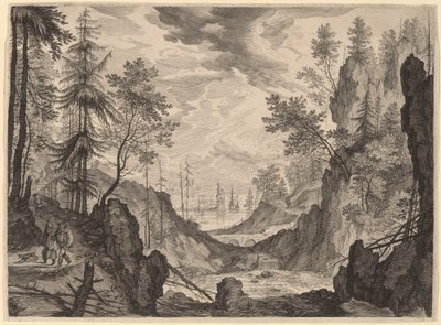 Şelaleli Orman Manzarası by Aegidius Sadeler II after Roelandt Savery