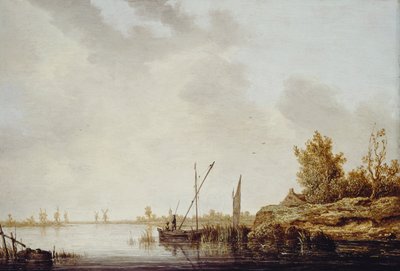 Uzak Yel Değirmenleriyle Bir Nehir Manzarası, c.1640-42 by Aelbert Cuyp