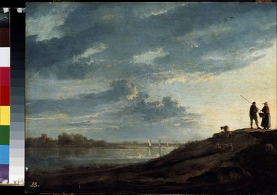 ""Bir nehir üzerinde gün batımı"" (Bir nehir üzerinde gün batımı) Albert (Aelbert veya Aelbrecht) Cuyp (1620-1691) 1650 yaklaşık Dim. 38.5x53 cm Hermitage Müzesi, Saint Petersburg by Aelbert Cuyp
