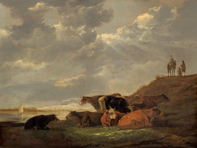 İneklerle Nehir Manzarası, 16451650. by Aelbert Cuyp