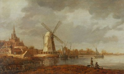 Dordrecht manzaralı nehir manzarası (panel üzerine yağ) by Aelbert Cuyp