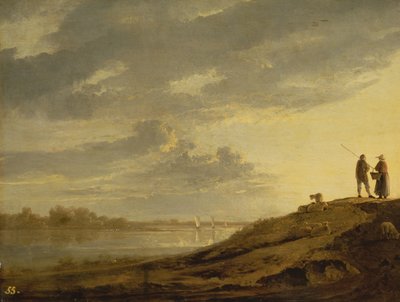 Nehir Üzerinde Gün Batımı, 1650'ler (panel) by Aelbert Cuyp