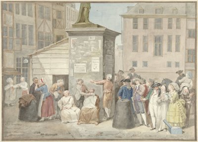 20 Ekim 1787'de Belçika'da devrim sırasında rahipler ve rahibelerle meydan by Aert Schouman (signed by artist)