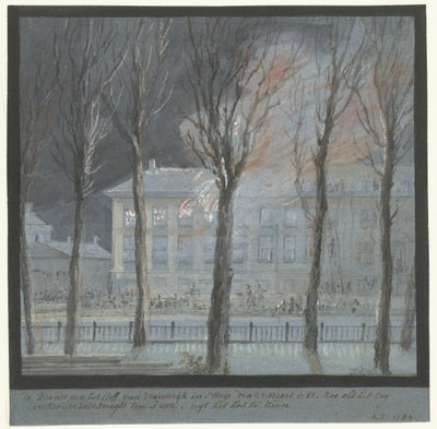 27 Mart 1782'de Lahey'deki Fransız Büyükelçisinin evinde çıkan yangın by Aert Schouman
