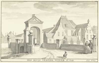 1729'da Zwolle yakınlarındaki Vechterweerd Het HUYS VEGTER-WEERD Ao 1729 (nesne üzerindeki başlık) by Aert Schouman