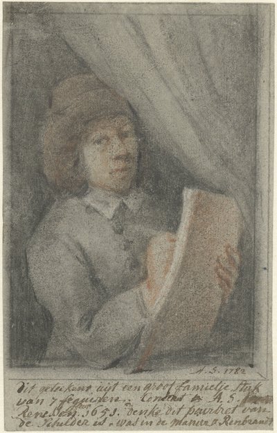 Constantine Daniel à Renesse'nin kendi portresini içeren bir resmin detayı by Aert Schouman