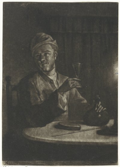 Yükseltilmiş cam olan adam by Aert Schouman
