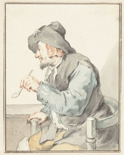 Bir koltukta pipo içen adam, sola by Aert Schouman