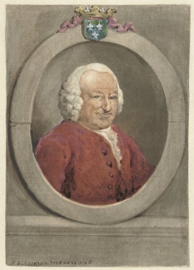 Johan Hudde Dedel'in oval portresi, sağda by Aert Schouman