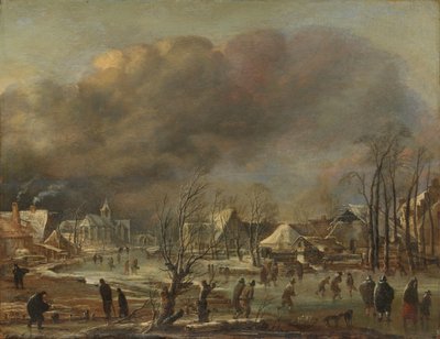 Kilise ve Çiftlik Evleri ile Kış Manzarası by Aert van der Neer (manner of)