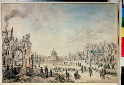 Patenciler ile Kış Manzarası. Aert Van der Neer
