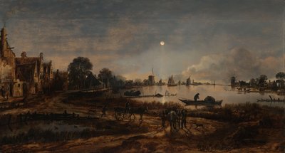 Ay Işığında Nehir Manzarası Mehtap Manzarası by Aert van der Neer