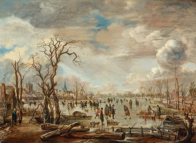 Buz keyfi ile kış manzarası. 1655 civarında by Aert van der Neer