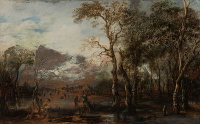 Avcı/Kış Manzarası ile Ormanlık Peyzaj by Aert van der Neer