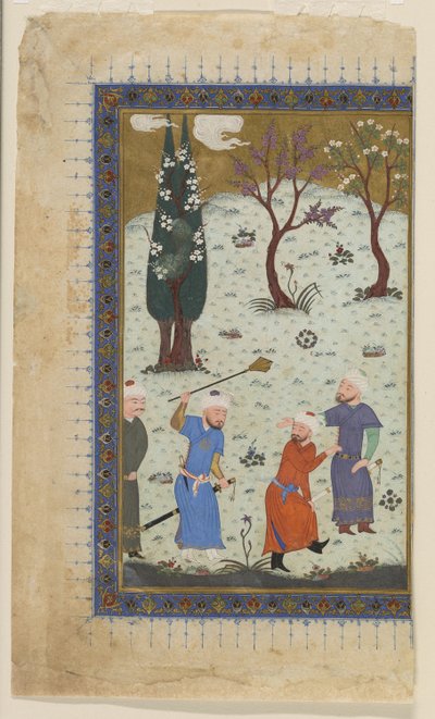 Görevlilerle çevrili bir prens, 1425-30 by Afghan School