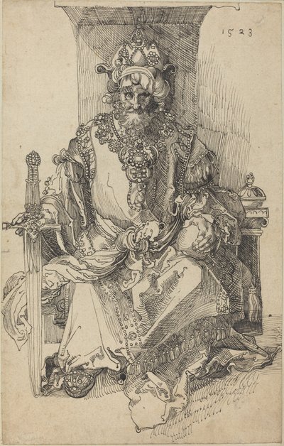 Tahtına Oturan Doğulu Bir Hükümdar by After Albrecht Dürer
