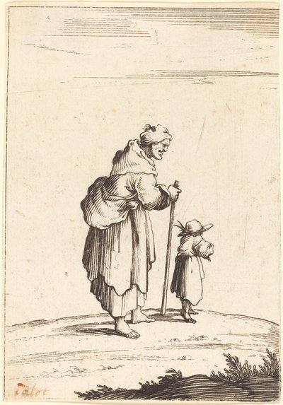 dilenci kadın ve çocuk by After Jacques Callot