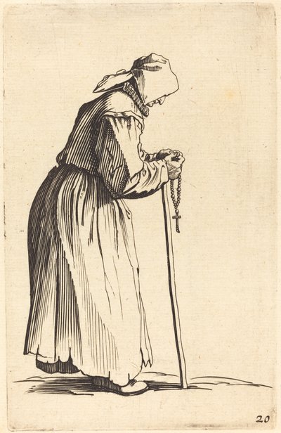 tespih ile dilenci kadın by After Jacques Callot