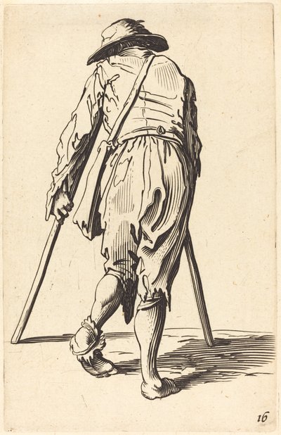 Koltuk değneği ve şapkalı dilenci, arkadan görünüm by After Jacques Callot