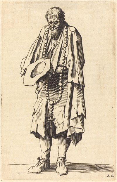 tespih ile dilenci by After Jacques Callot