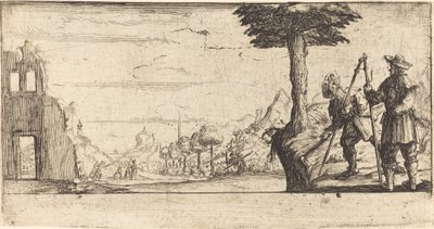 İki Hacı ile Manzara by After Jacques Callot