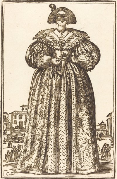 maskeli asil kadın by After Jacques Callot