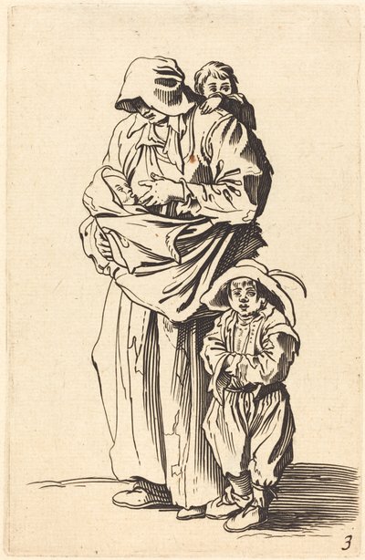 Anne ve Üç Çocuk by After Jacques Callot