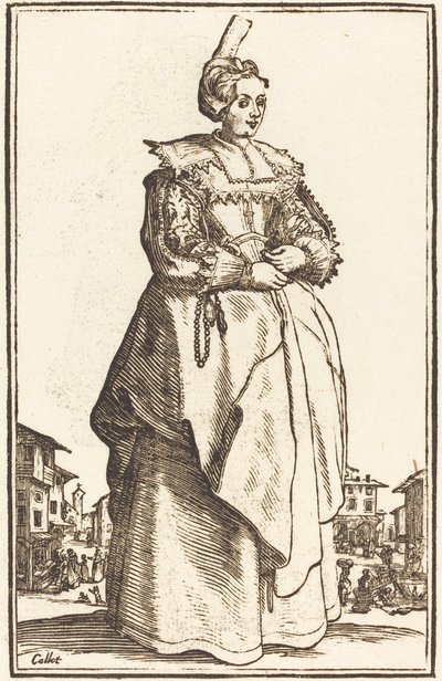 Küçük Şapkalı Asil Kadın by After Jacques Callot