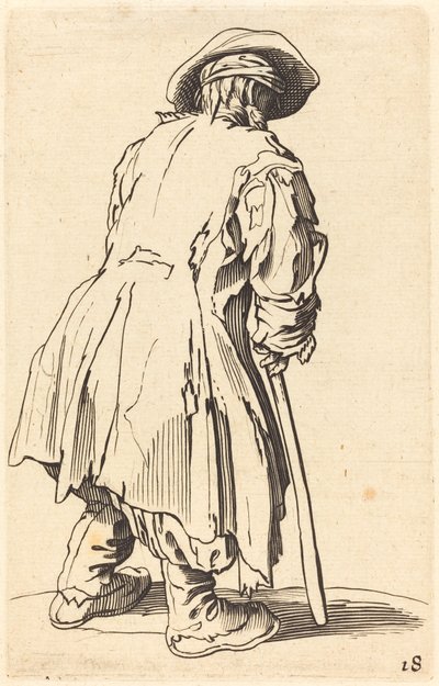 Tek Koltuk Değneği ile Yaşlı Dilenci by After Jacques Callot