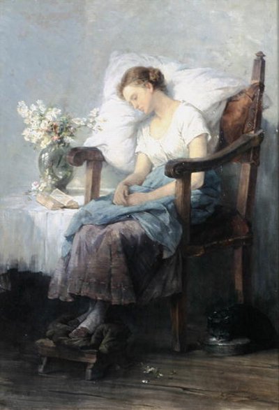 Uykuda (tuval üzerine yağlı boya) by Agnes Grunenwald