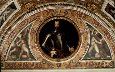 Cosimo I di Medici'nin Portresi, Toskana Büyük Dükü ve I. Francesco'nun Babası (Arduvaz üzerine resim by Agnolo (after) Bronzino