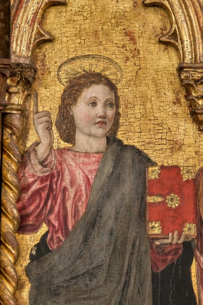 Bakire ve Azizlerin taç giyme töreni, altın arka planda Polyptych, 2384569 detayı (panelde tempera) by Agnolo and Bartolomeo degli Erri