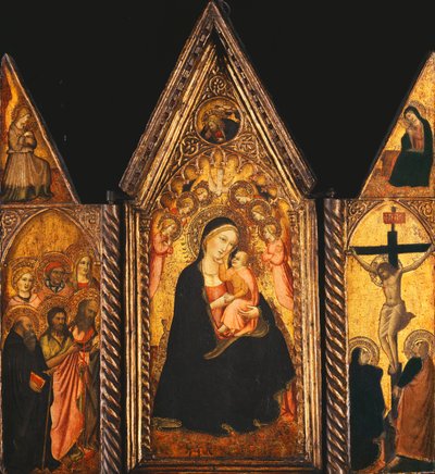 Madonna ve Melekler Tahtında Çocuk ile Taşınabilir Üç Parça, by Agnolo Gaddi