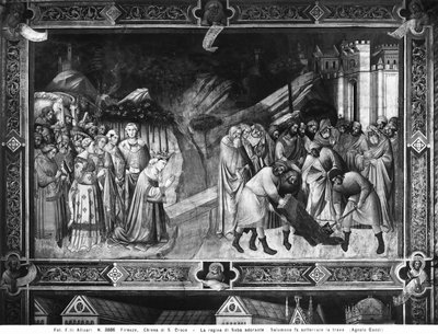 Sheba Kraliçesi Haçı Seviyor ve Süleyman Haç Kirişlerinden Birini Gömüyor by Agnolo Gaddi