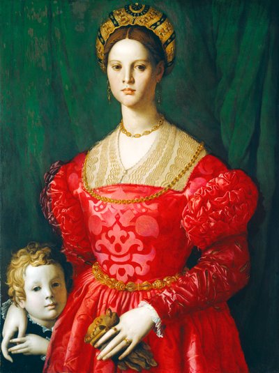 Genç Bir Kadın ve Küçük Çocuğu, c.1540 (panel üzeri yağlı boya) by Agnolo Bronzino