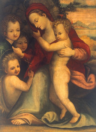 Çocuklu Madonna, Aziz John ve melekler by Agnolo Bronzino
