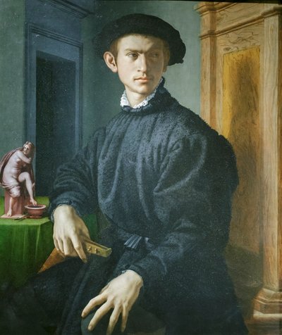 Ud ile genç bir adamın portresi by Agnolo Bronzino