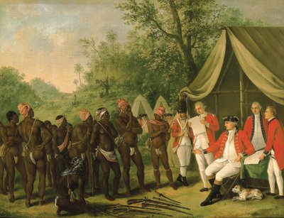 Jamaika Adası'ndaki Maroon kölesiyle pasifleştirme by Agostino Brunias