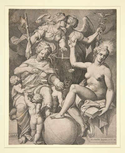 Hayırseverlik, Adalet, Hakikat ve Barış by Agostino Carracci