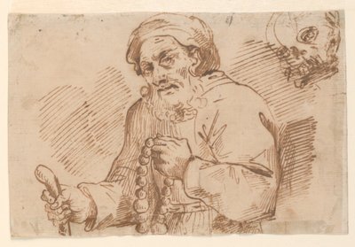 Yaşlı Bir Hacının Yarım Boy Kroki by Agostino Carracci