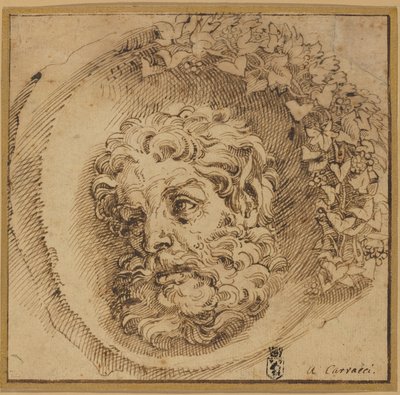 İçbükey Yuvarlak Bir Faun Başkanı by Agostino Carracci